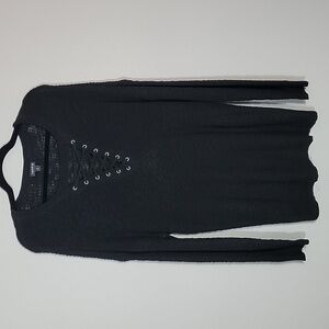 Torrid Lace Up Sweater Size 2X Black Soft Stretchy Whimsigoth Neutral Cozy Knit